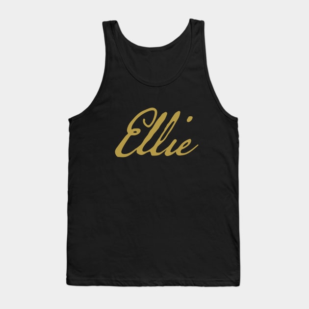 Ellie Typography Gold Script Tank Top by ellenhenryart